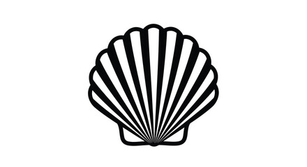 Seashell silhouette on a white background linear design © msunny93