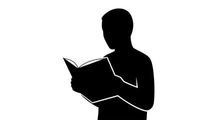 Silhouette Reader Immersed in Knowledge: A striking silhouette of a person engrossed in a book, embodying the profound power of literature and the quiet joy of reading. © Mezzy