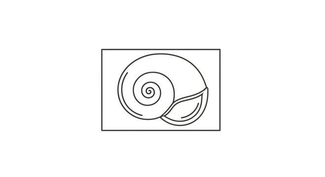 Simple Line Art Illustration of a Snail Shell, Spiral Design, Minimalist Vector Icon