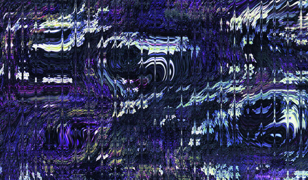 A blue abstract background with a glossy combination of stripes. A wavy striped glass refraction.