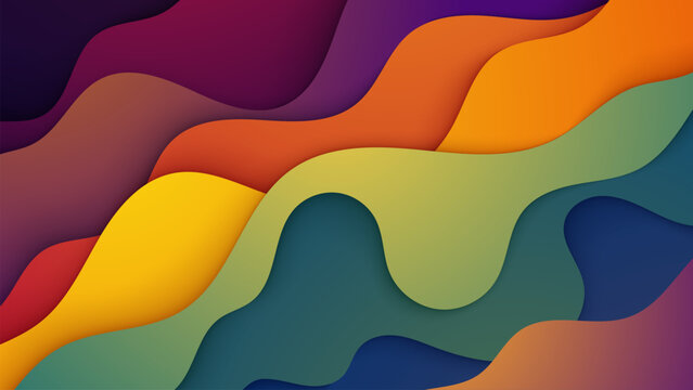 An abstract rainbow background with a colorful wavy vector lines design