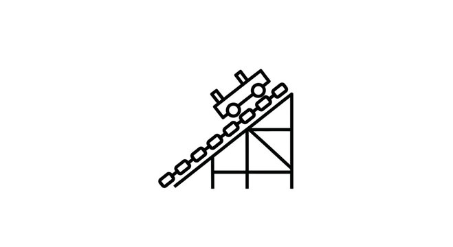 Roller Coaster Cart Ascending Steep Track, Thrill Ride, Amusement Park, Adventure