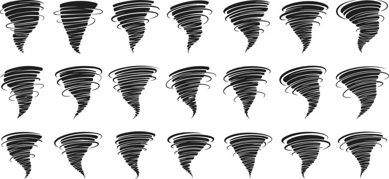 Tornado Icon Set for Storm, Natural Disaster, and Weather-Related Designs
