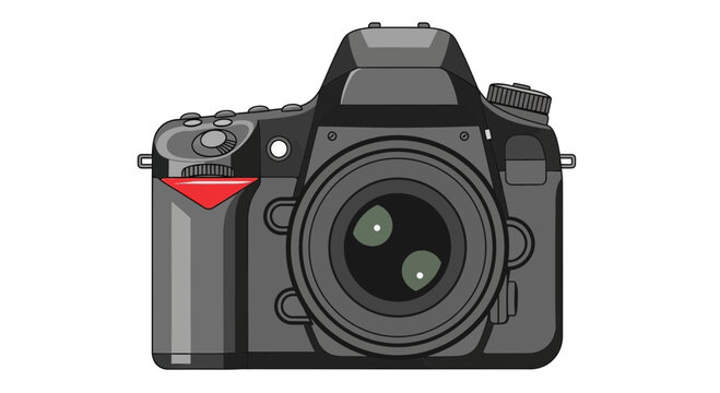 Digital SLR Camera Illustration - Professional Photography Equipment