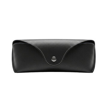 Black leather glasses case isolated on a white background.