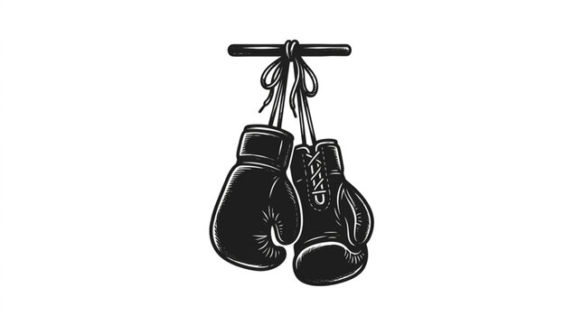 Black Boxing Gloves Hanging on Rope.
