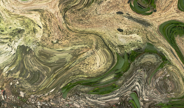 Abstract green yellow brush texture background. Noise background, fluid background design.