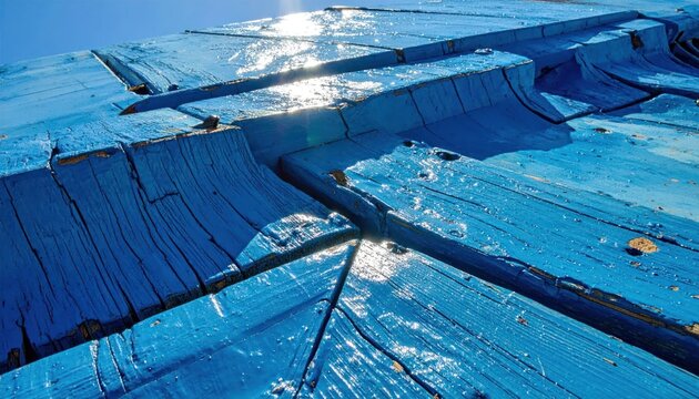 Blue Tarp Covering a Roof with Water and Cables.