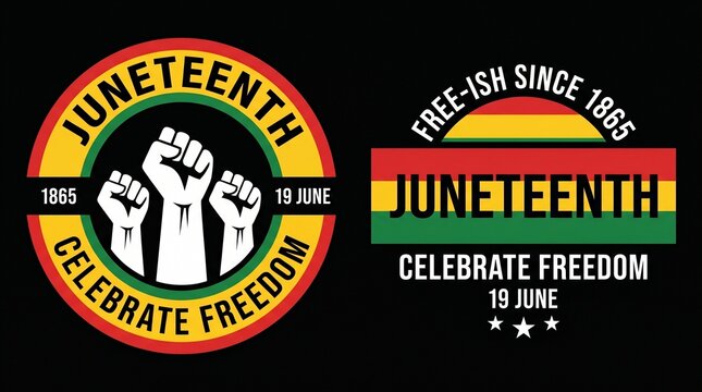 Juneteenth celebration freedom ribbon graphic