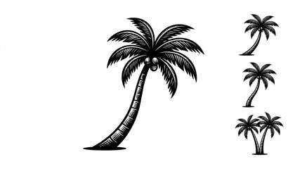 Fototapeta premium Black and white palm tree illustrations.