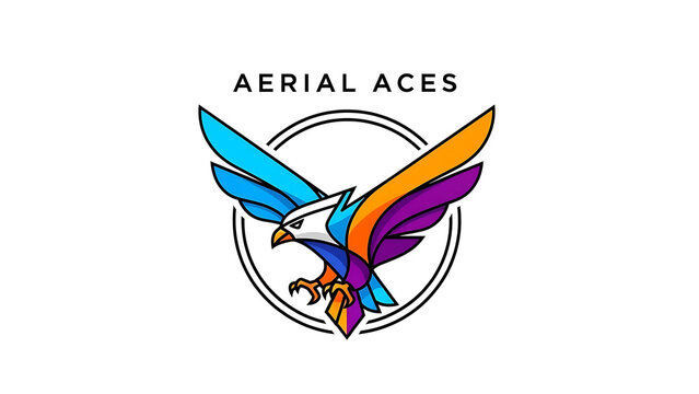 A colorful eagle logo soars within a circular emblem with text