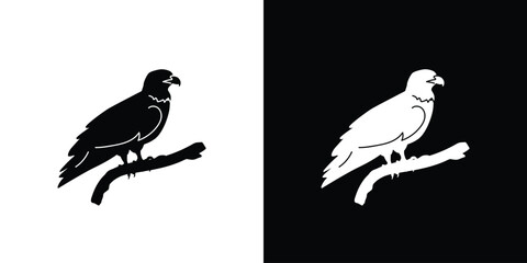 Obraz premium Bald eagle icon vector, eagle silhouette, black and white silhouette, flat solid logo, bird symbol, isolated, invert color design, avian