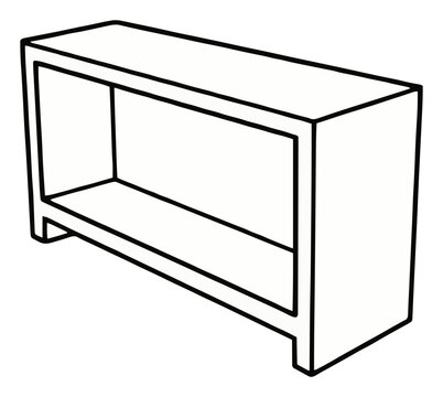 Modern console table perspective line art icon. Generative AI