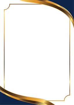 Elegant certificate background gold frame with golden wave on dark blue background