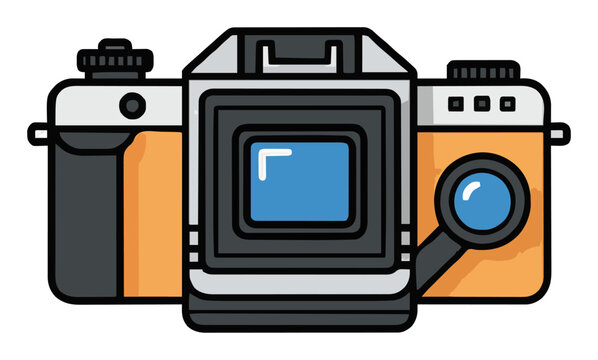 Medium format camera top view vector illustration. Generative AI