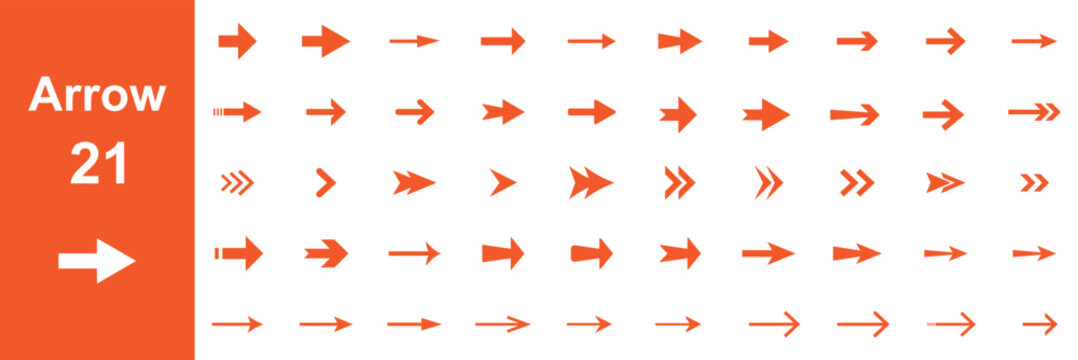 Minimal Arrow Direction Icon Set Vector Collection - Black Line Navigation Arrows Isolated on White Background