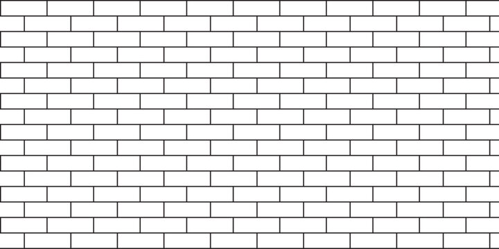 Seamless Brick Wall Line Pattern Vector &ndash; Minimal Black Outline Masonry Background EPS