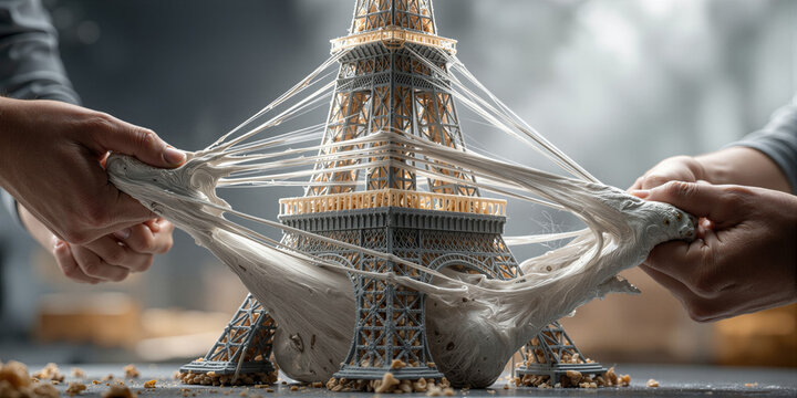 Slimy miniature sculpture. Studio scene showing detailed slime application on small metal monument
