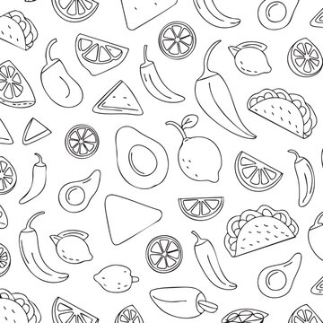 taco pattern seamless mexican cuisine icons packaging