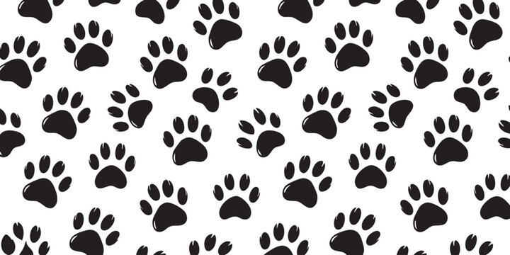 paw pet paw print motif repeat pattern for packaging and textiles
