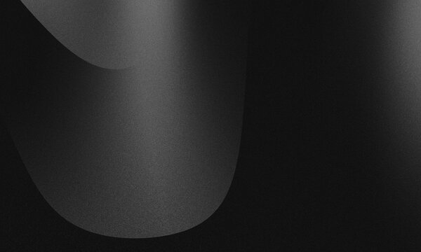 Abstract black background with overlapping parabolic curved lines that have a very smooth light transition (smooth gray gradient) and noise texture