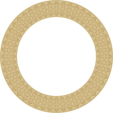 Vector golden round gothic ornament. Medieval European circle, ring, border. Classic pattern of the Germans, Angles, Saxons, Franks.
