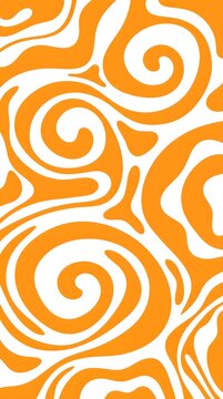 Abstract orange and white liquid marble swirl pattern for retro groovy background design
