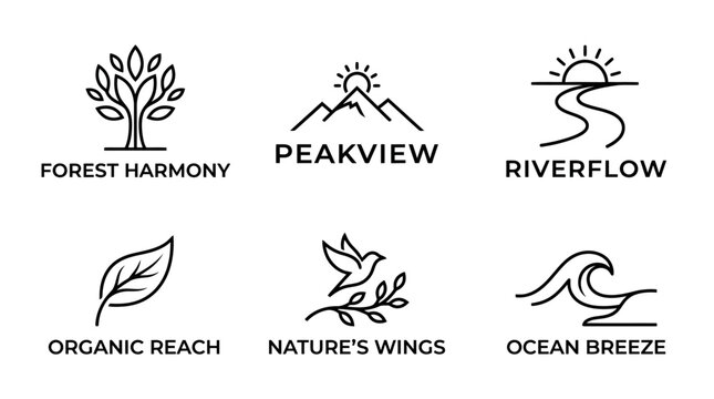 Nature Inspired Line Icons Set.