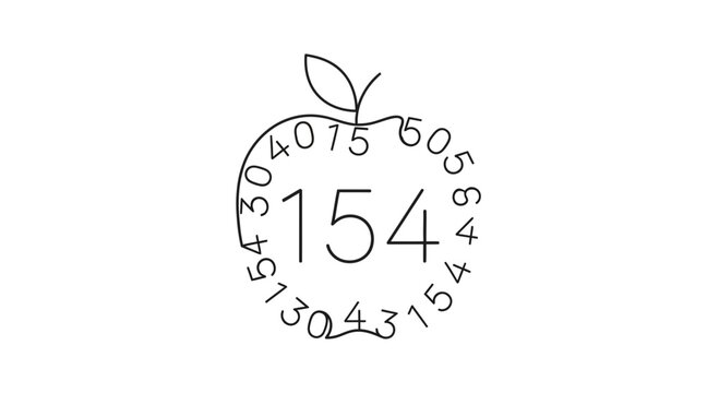 Abstract Apple Logo with Numbers and Leaf - Creative Design