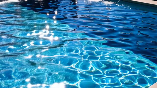 Sunlight reflects on rippling water surface in a serene pool