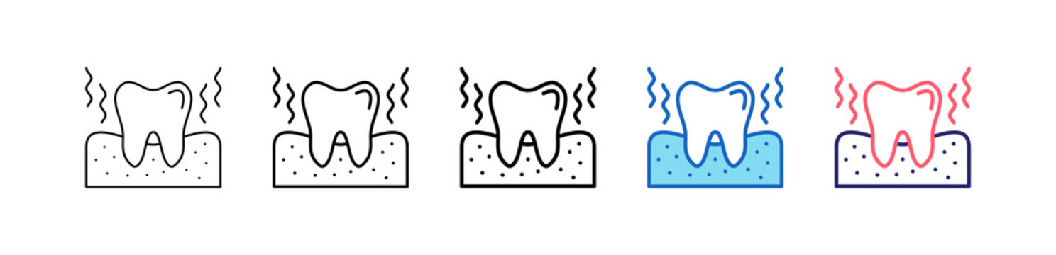 Gum Disease Icon In 5 Different Styles Set Collection.   