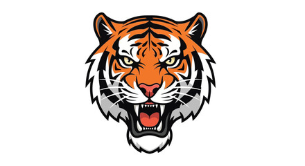 Fototapeta premium Fierce Tiger Head Mascot Logo, Roaring Animal Face Vector Illustration