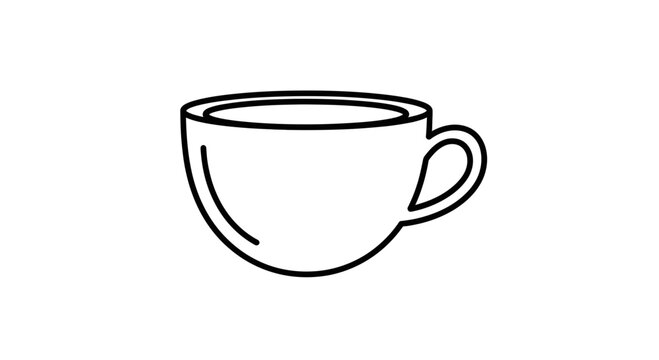 Simple Line Art Icon of a Coffee Cup with Handle