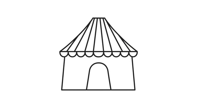 Simple Line Art Icon of a Circus Tent with Arched Entrance