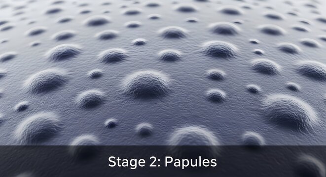 Papules Stage Medical Illustration on Human Skin Surface because Monkeypox