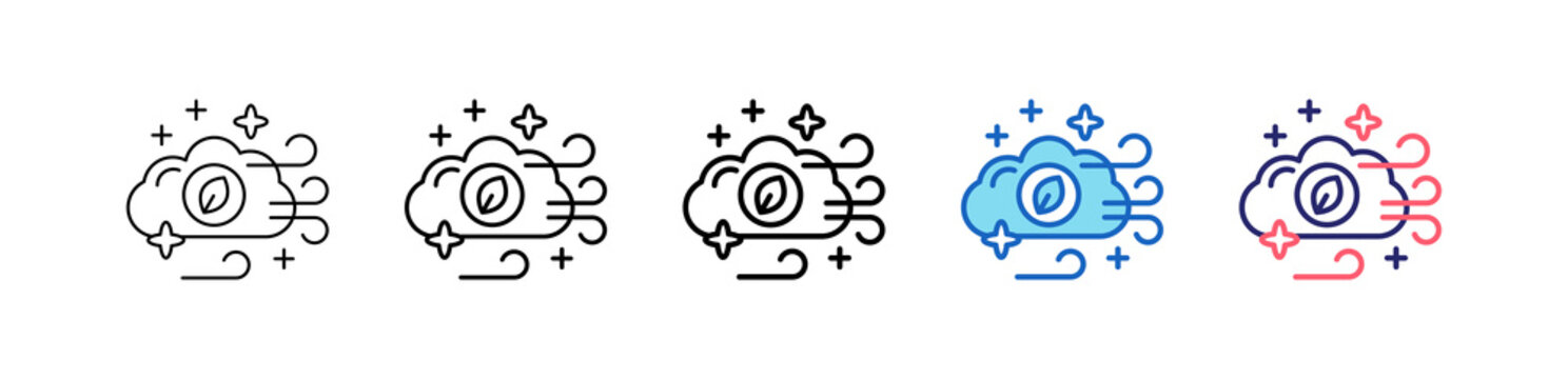 Clean Air Icon In 5 Different Styles Set Collection.   