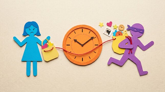 Time is a thief: a metaphor for the loss of precious moments and life's value to the relentless pace of time, leaving one feeling depleted as opportunities and memories vanish.