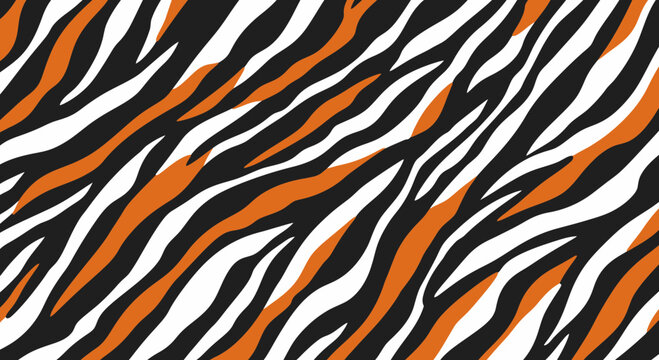 Tiger Stripes Pattern - Orange, Black and White Abstract Animal Print Background
