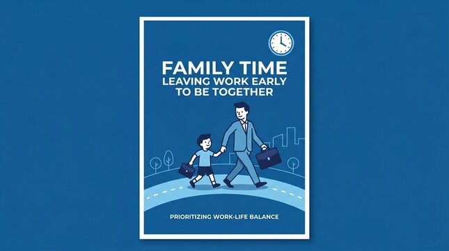 Father and son walking together leaving work early for family time
