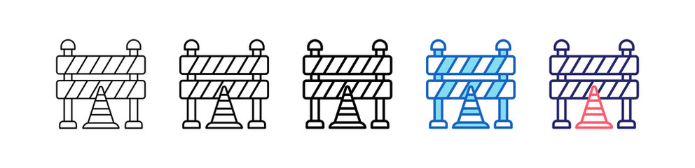 Safety Barrier Icon In 5 Different Styles Set Collection.    © Awicon