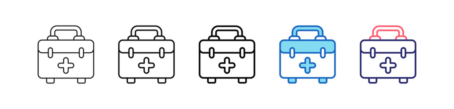 Emergency Kit Icon In 5 Different Styles Set Collection.   