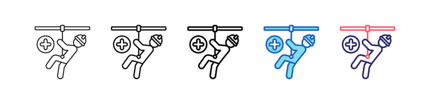 Fall Protection Icon In 5 Different Styles Set Collection.   