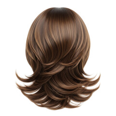 Naklejka premium elegant brunette layered bob hairstyle with soft waves isolated on transparent background