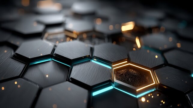 Minimalist hexagonal shield pattern background in matte titanium with subtle blue energy glow, ultra-detailed armor texture, futuristic protective design, high-resolution 8K visualization