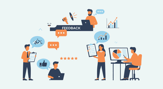 People giving and receiving feedback at work