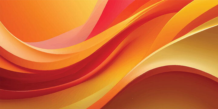 An abstract orange background vector illustration featuring a vibrant gradient of yellow light and flowing wave curves creates a dynamic motion pattern for a modern fire energy wallpaper design