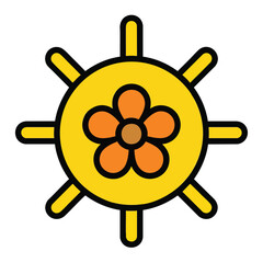 Obraz premium Stylized sun and flower icon design.