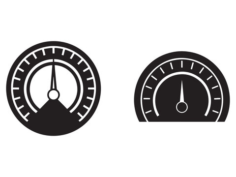 Speedometer and gauge icons  speed and measurement indicators  two gauges on white background