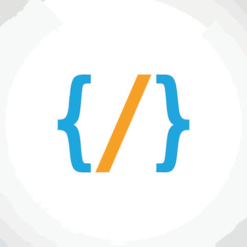 Minimalist programming code icon representing software development and coding.