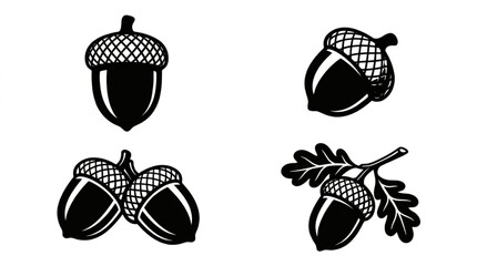 Acorns with caps and stems. © yanto